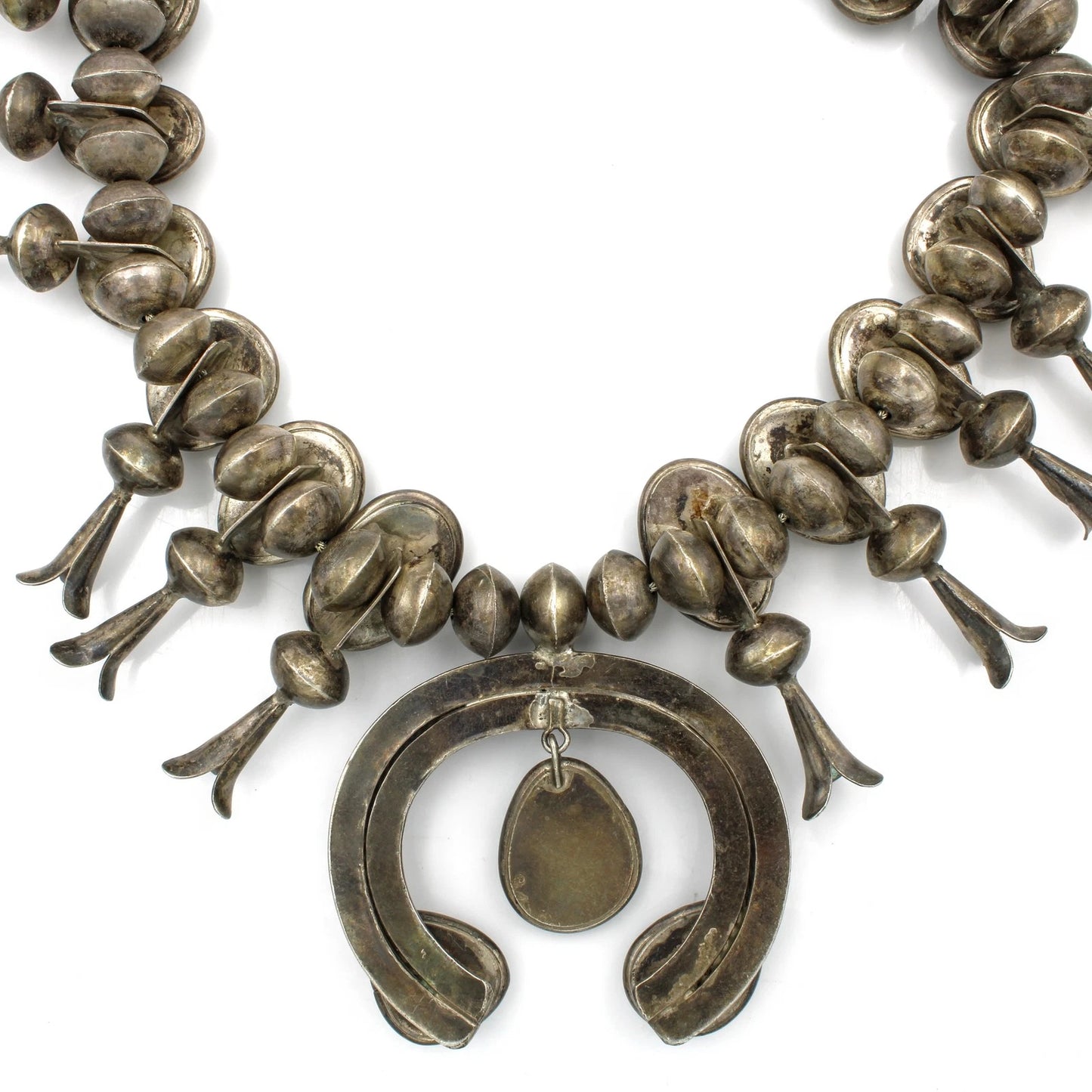 Southwest Sterling Silver Turquoise Squash Blossom Naja Pendant Necklace S2323-5