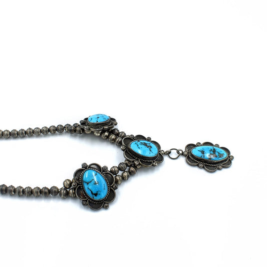 Southwest Sterling Silver Turquoise Ladies Beaded Necklaces Lot of 2 #S2807-2