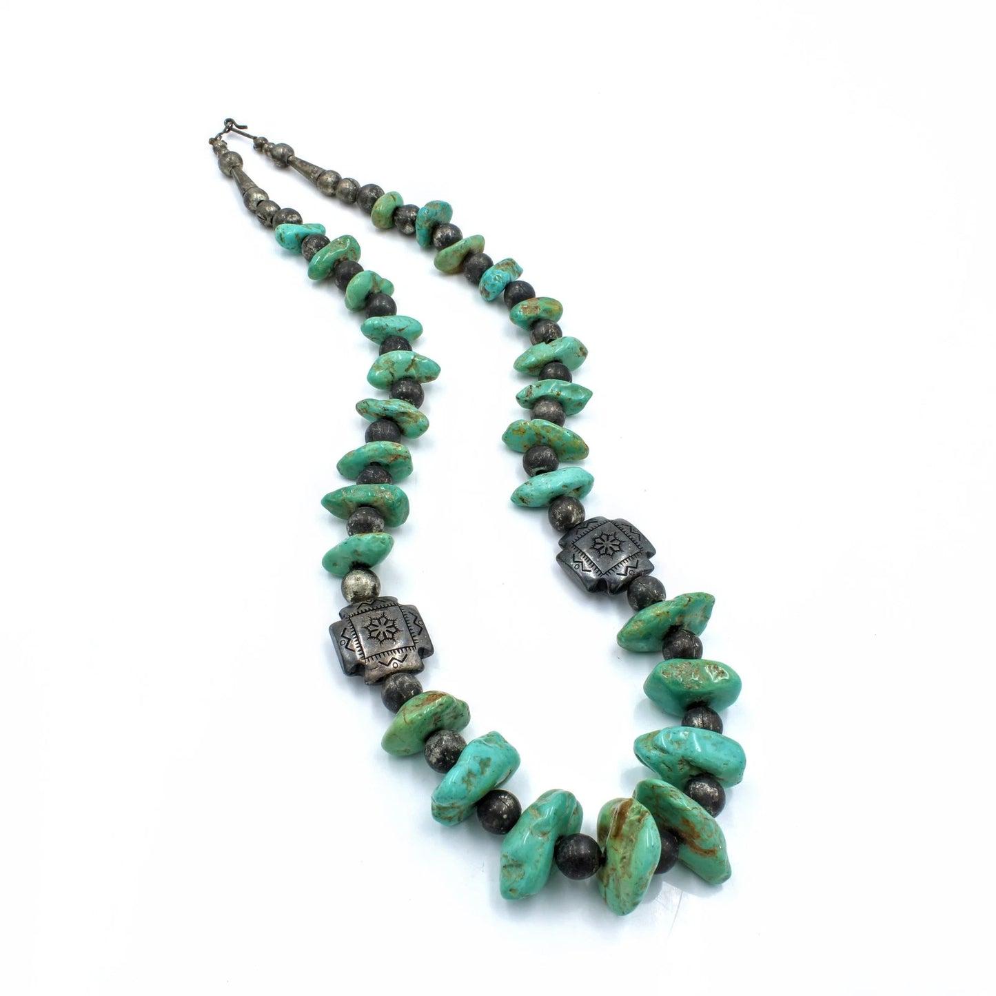 Southwest Sterling Silver Turquoise Ladies Beaded Necklaces Lot of 2 #S2807-2